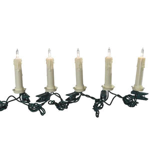 10 Lighted Candle Clips Green Wire String Set 2
