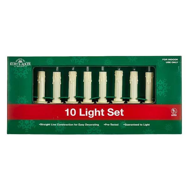 10 Lighted Candle Clips Green Wire String Set 4