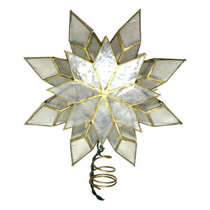 10 Light 8.5" Clear Capiz Star Christmas Tree Topper 2