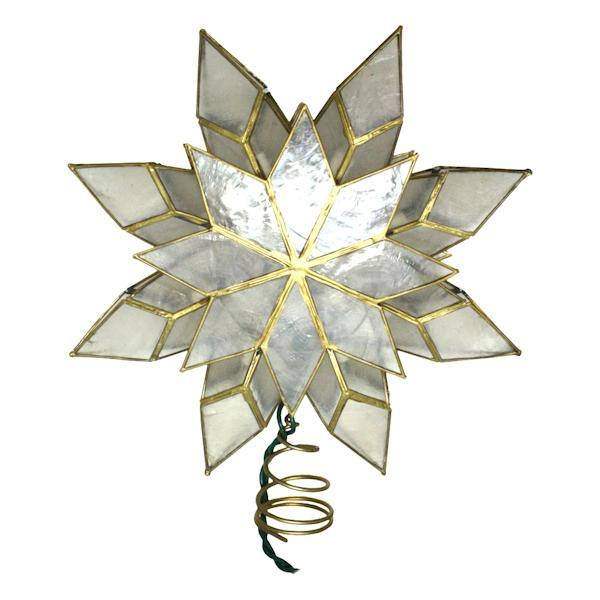 10 Light 8.5" Clear Capiz Star Christmas Tree Topper 2