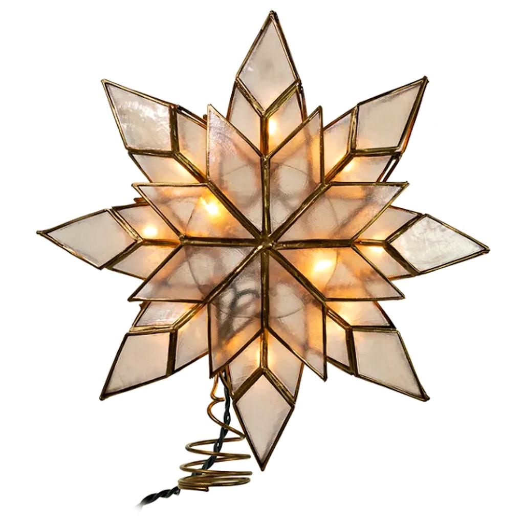 10 Light 8.5" Clear Capiz Star Christmas Tree Topper 1