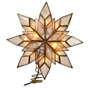 10 Light 8.5" Clear Capiz Star Christmas Tree Topper 1