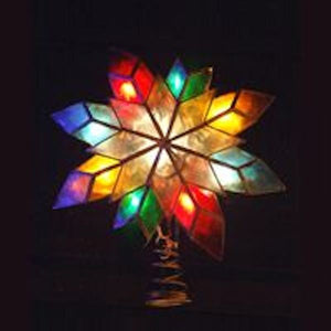 10 Light 8.5" Multi-Color Capiz Star Christmas Tree Topper 2