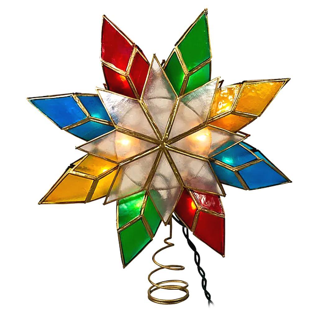10 Light 8.5" Multi-Color Capiz Star Christmas Tree Topper 1