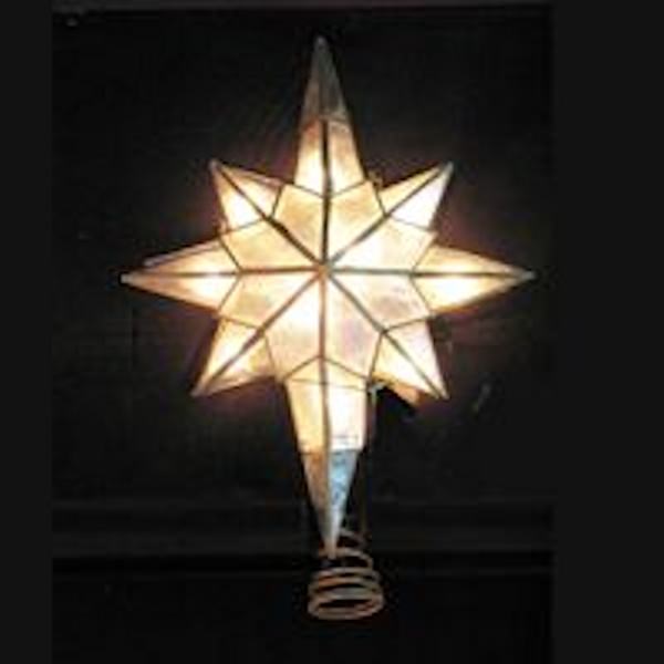 10 Light 11.5" Clear Capiz Star Of Bethlehem Christmas Tree Topper 2