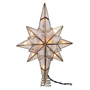 10 Light 11.5" Clear Capiz Star Of Bethlehem Christmas Tree Topper 1