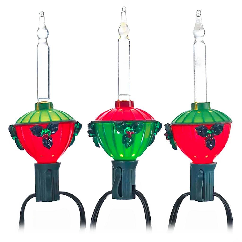 7 Light 11.5' Green Wire Green/Red Bubble Light Set 1