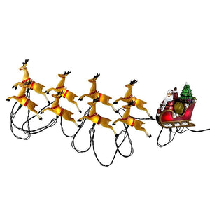 10 Light 12' Green Wire Santa and Reindeer String Set 1