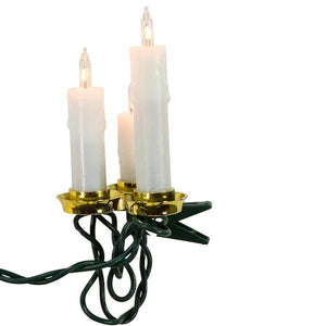 15 Light 12' Green Wire "Triple Candle in Gold Dish" String Set 2