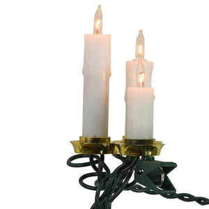 15 Light 12' Green Wire "Triple Candle in Gold Dish" String Set 3