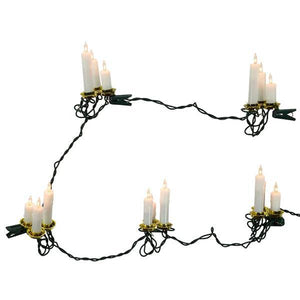15 Light 12' Green Wire "Triple Candle in Gold Dish" String Set 4