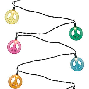 10 Light 12' Green Wire Peace Sign String Set 2