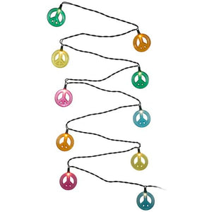 10 Light 12' Green Wire Peace Sign String Set 4