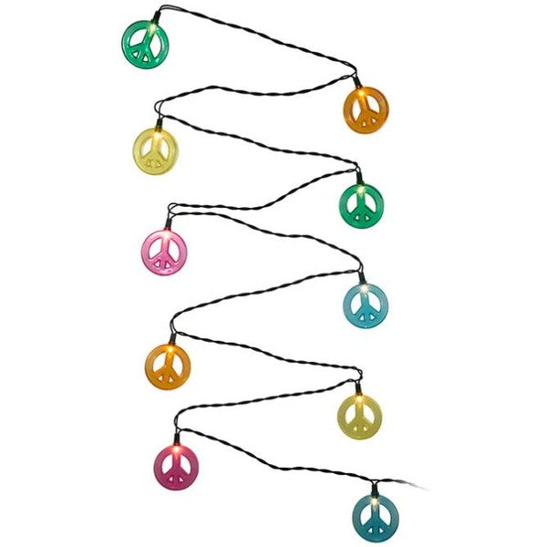 10 Light 12' Green Wire Peace Sign String Set 4