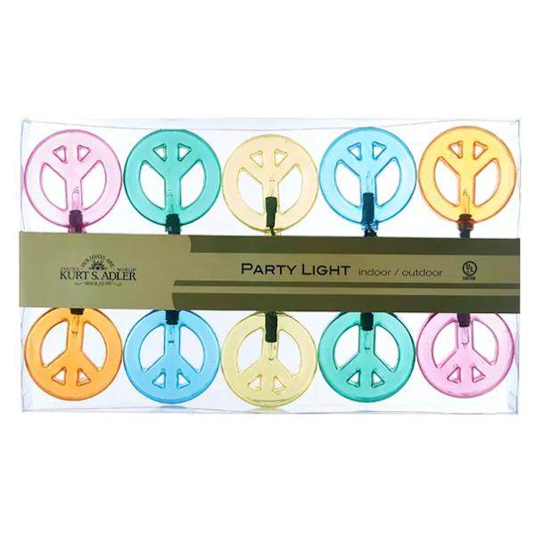 10 Light 12' Green Wire Peace Sign String Set 6