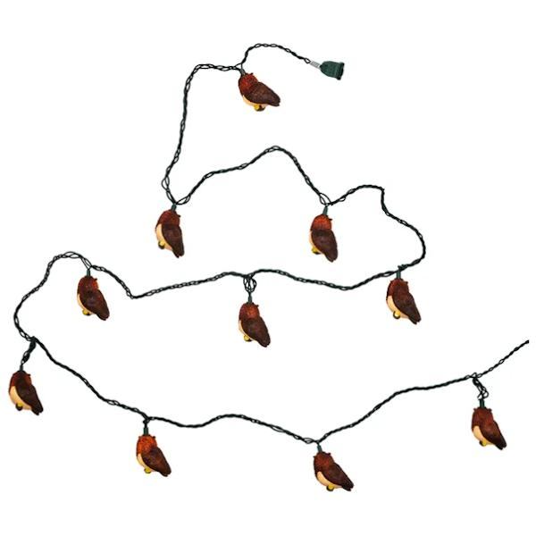 10 Light Green Wire Brown Owl String Set 3