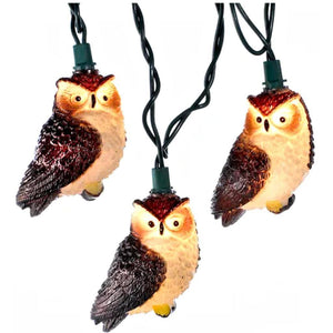 10 Light Green Wire Brown Owl String Set 1