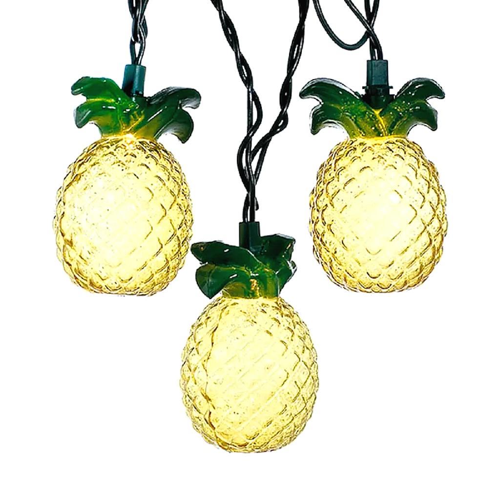 10 Light 12' Green Wire Pineapple String Set 1