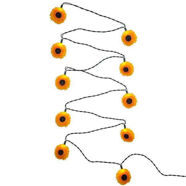10 Light 12' Green Wire Sunflower String Set 5