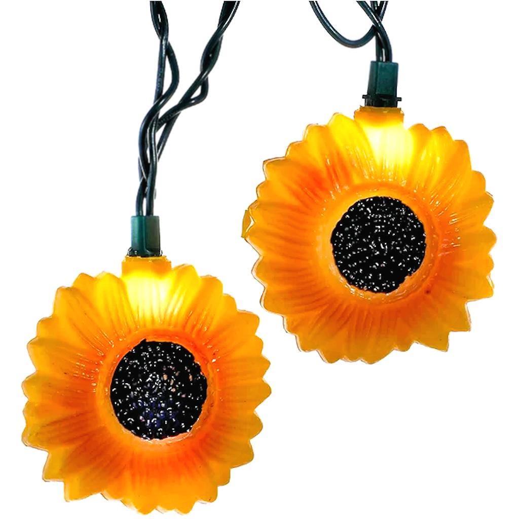 10 Light 12' Green Wire Sunflower String Set 1
