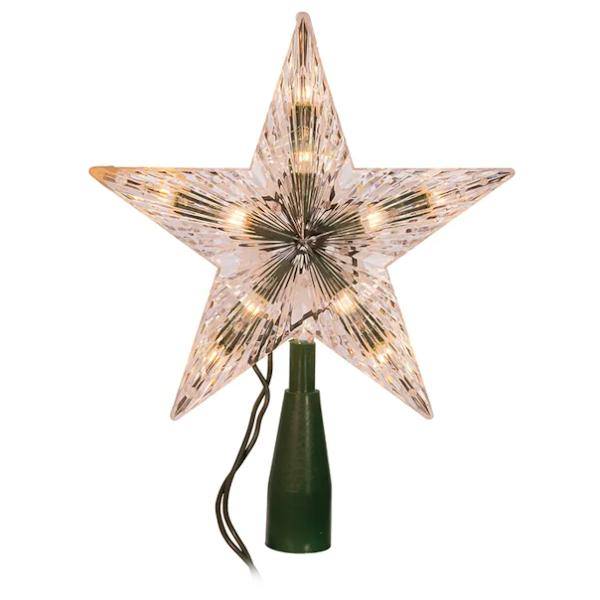 10 Light 7" Clear Star Christmas Tree Topper 2
