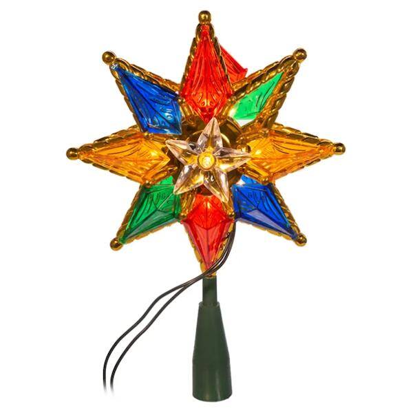 10 Light 8" Multi-Color 8 Point Star Christmas Tree Topper 2
