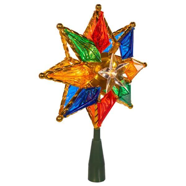 10 Light 8" Multi-Color 8 Point Star Christmas Tree Topper 3