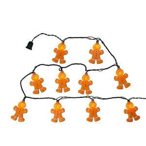 10 Light Green Wire Gingerbread Man String Set 2