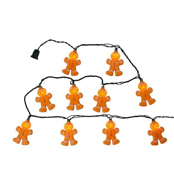 10 Light Green Wire Gingerbread Man String Set 2
