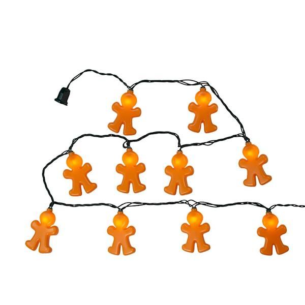 10 Light Green Wire Gingerbread Man String Set 3