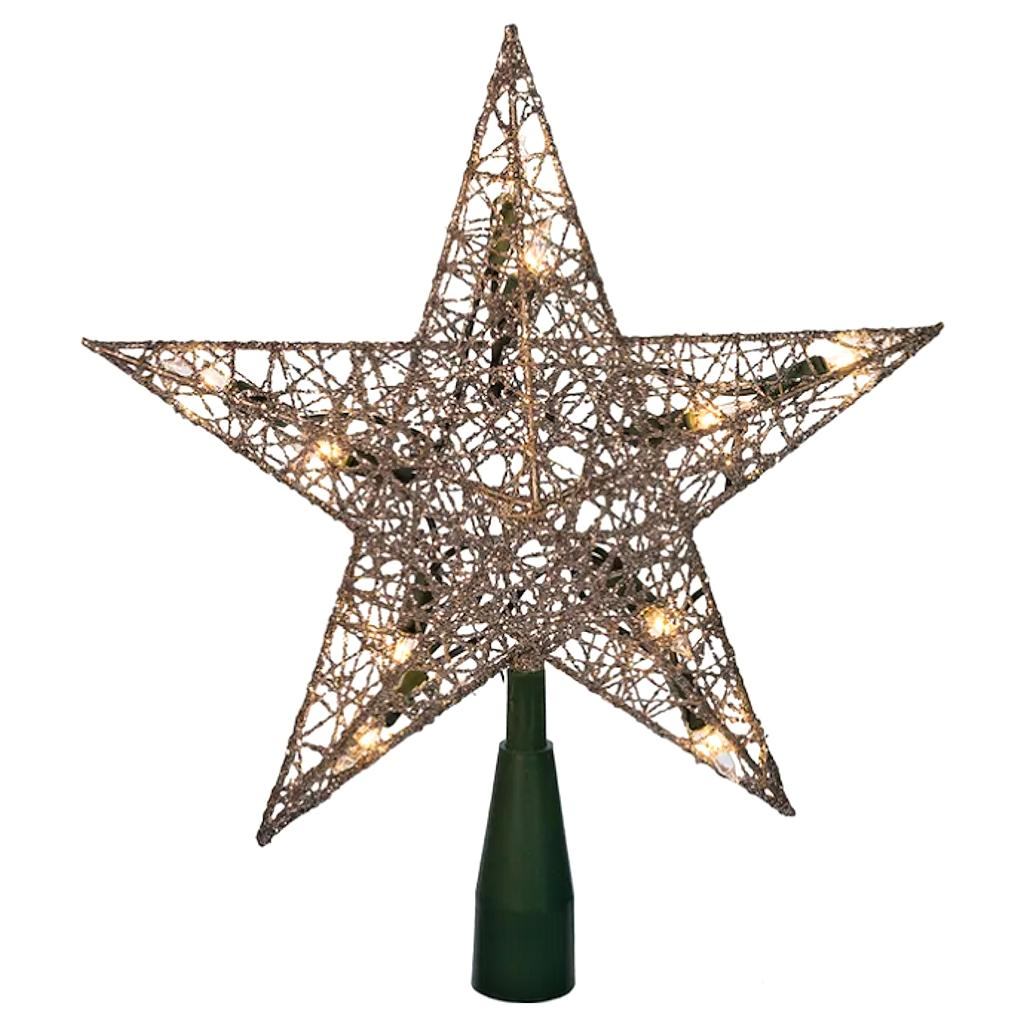 10 Light 9" Silver Shimmer Star Tree Topper 1