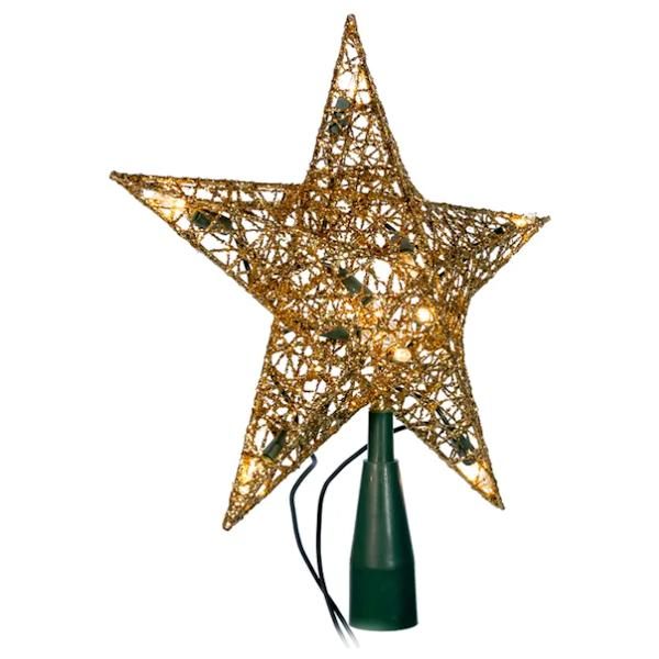 10 Light 9" Gold Shimmer Star Tree Topper 2