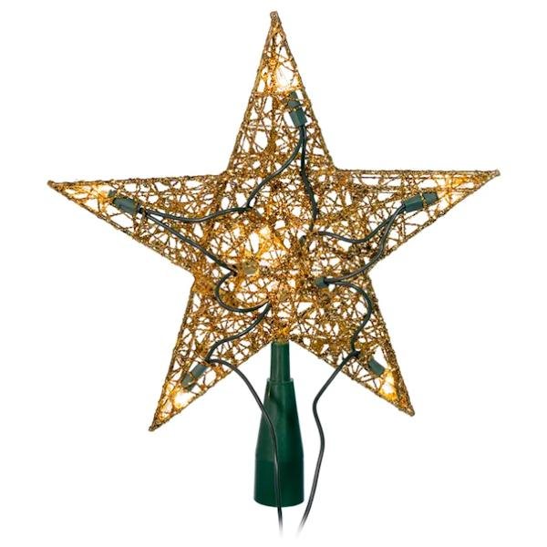 10 Light 9" Gold Shimmer Star Tree Topper 3