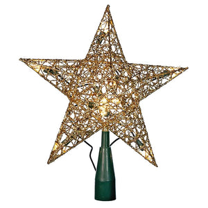 10 Light 9" Gold Shimmer Star Tree Topper 1