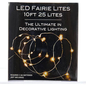 10' 25 Light Warm White Battery-Operated Fairy Lights LED String 3