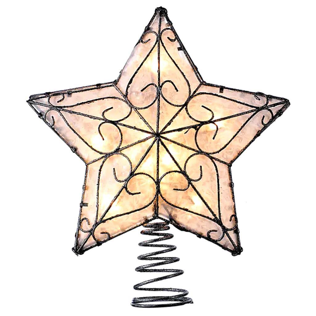 10 Light 12" Capiz Star Christmas Tree Topper 1