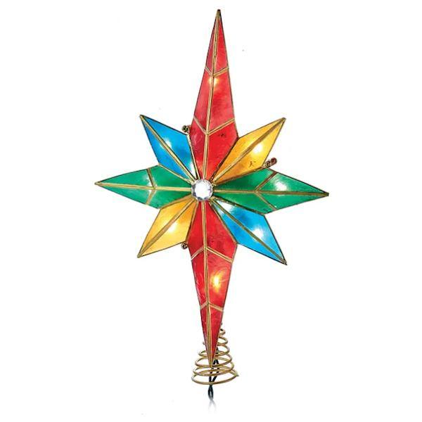 10 Light 12" Capiz Bethlehem Star Christmas Tree Topper 2