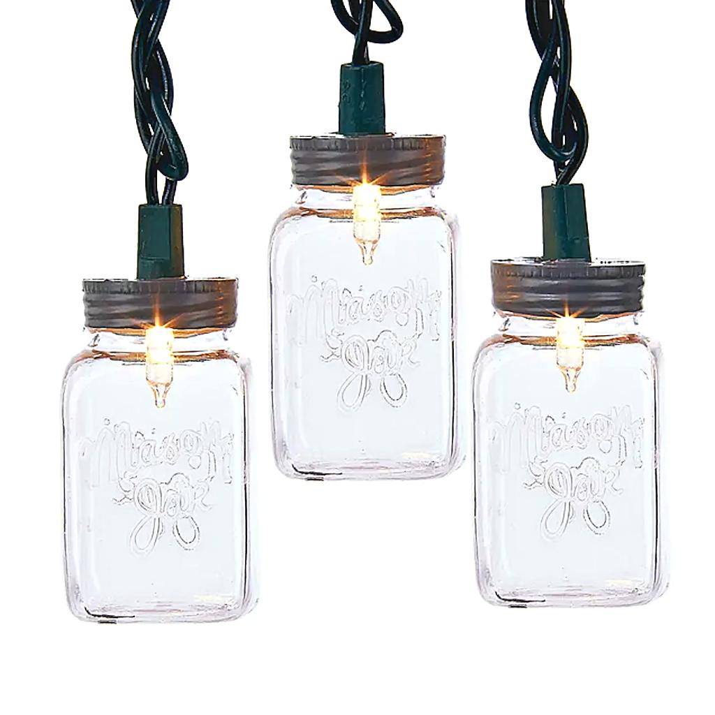 10 Light 12' Clear Mason Jar Light Set 1