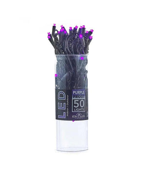 50 Light 24.5' UL 5MM Purple Frost LED Black Wire Light Set 2