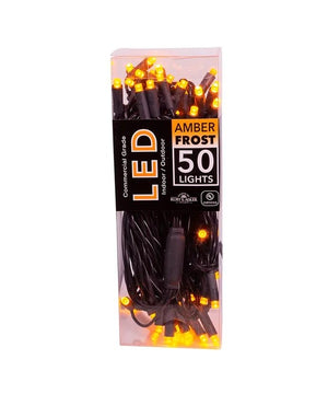 50 Light 24.5' UL 5MM Amber Frost LED Black Wire Light Set 2