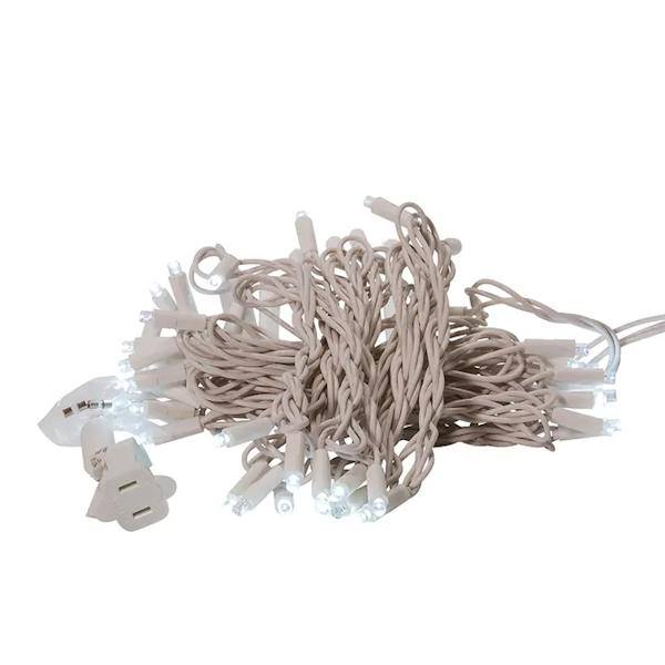 50 Light 25.5' White Wire Cool White Lights 2