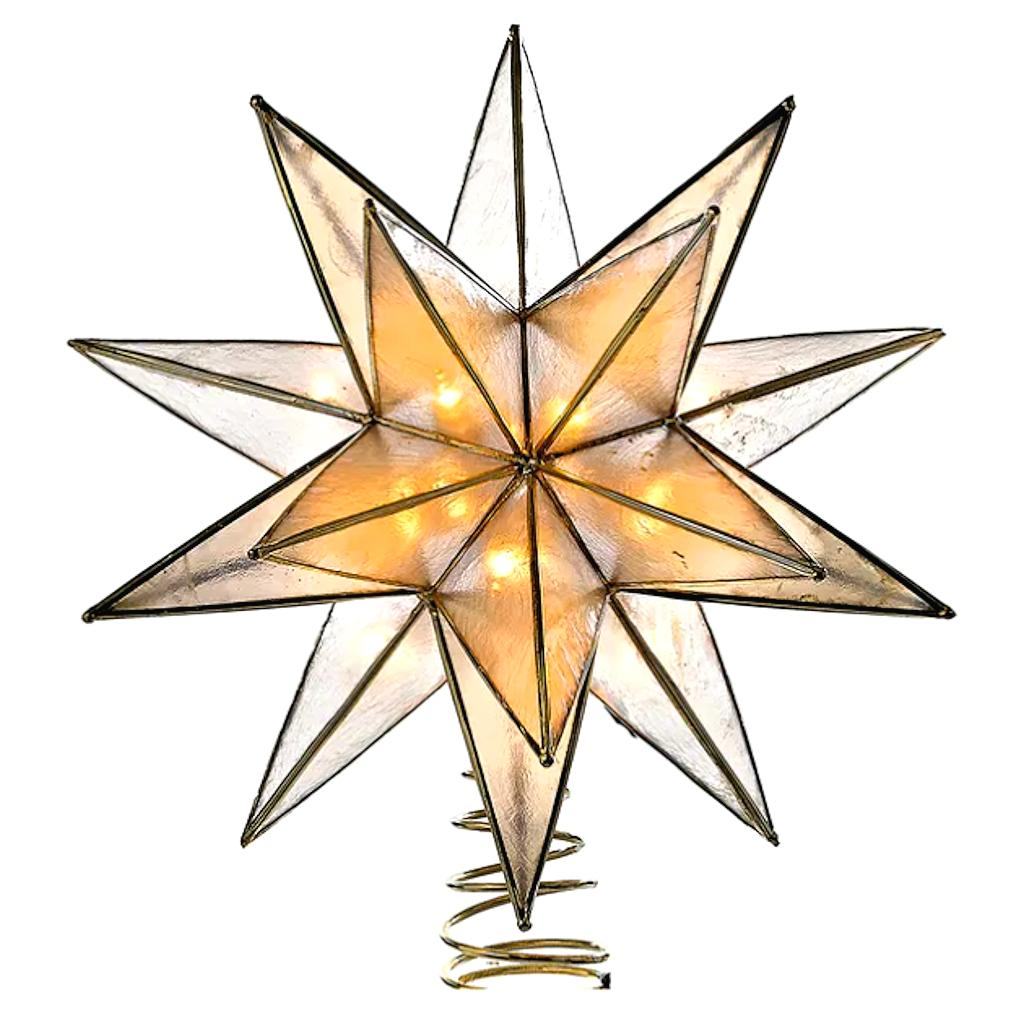 10 Light 8.25" Clear Capiz Star Christmas Tree Topper 1