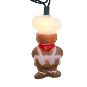 10 Light 12' Green Wire Gingerbread Man String Set 3