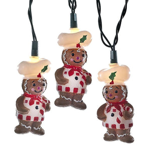 10 Light 12' Green Wire Gingerbread Man String Set 1
