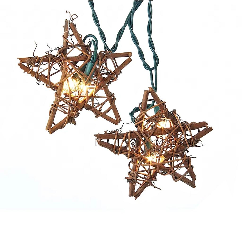 5 Stars 10 Lights 12' Rattan Star String Set 1