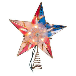 10 Light 9.25" American Flag Capiz Star Christmas Tree Topper 3