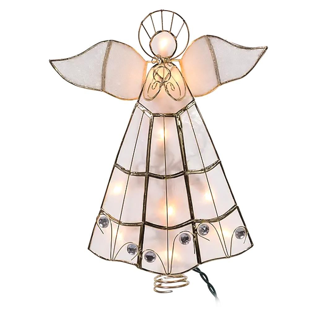10 Light Capiz Angel & Trumpet Christmas Tree Topper 1