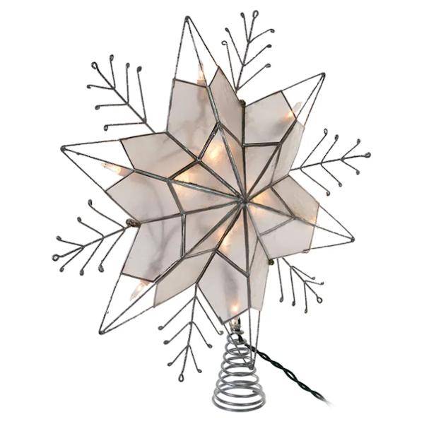10 Light 14" Snowflake Capiz Star Christmas Tree Topper 2