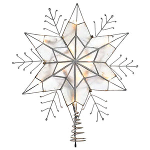 10 Light 14" Snowflake Capiz Star Christmas Tree Topper 1