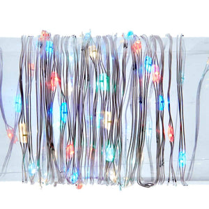 50 Light 16.4' Silver Wire Multi-Color  Battery-Operated Fairy Lights 1